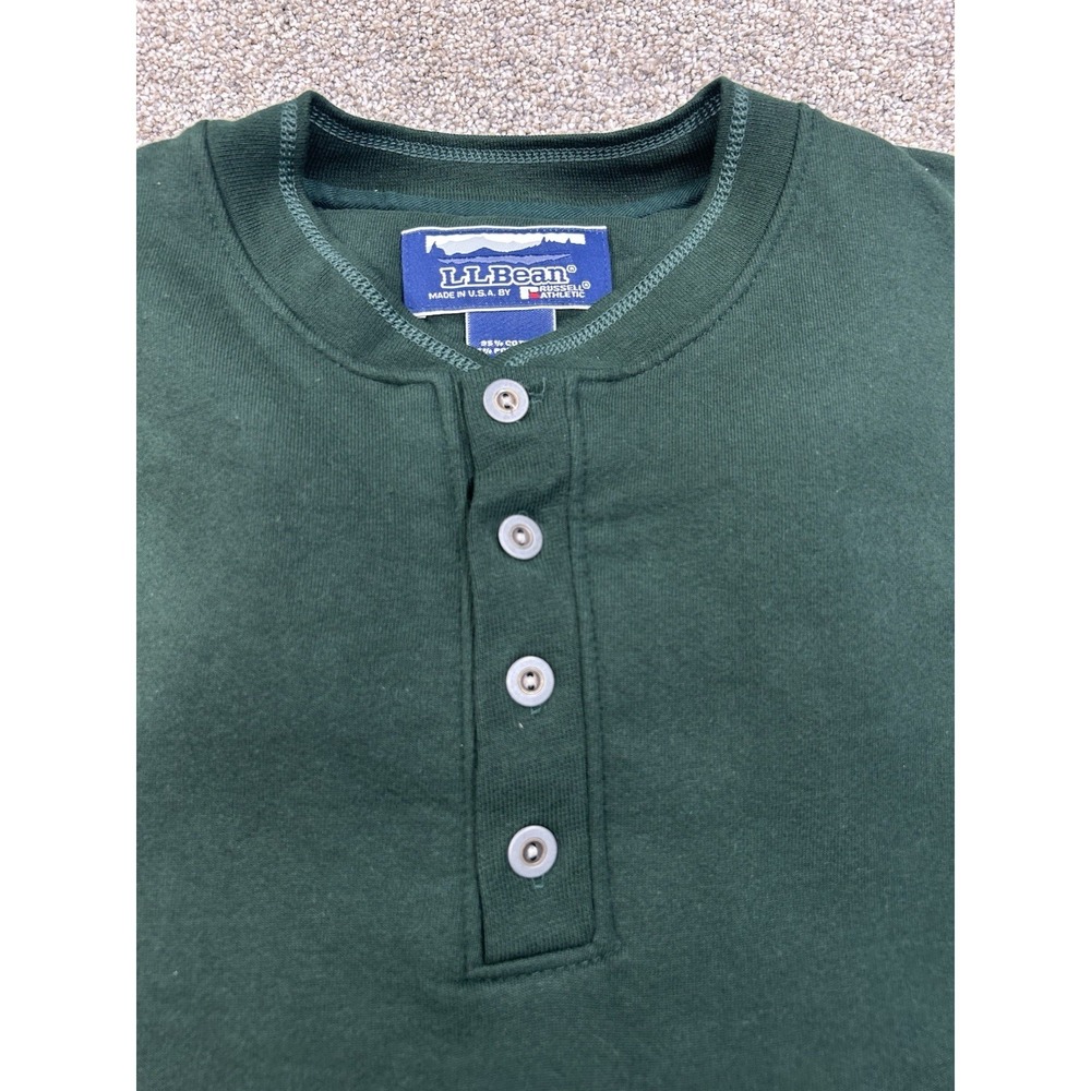Vintage LL Bean Russell Athletic 90s‎ Sweatshirt Henley 3 Button Green XXL #0185
